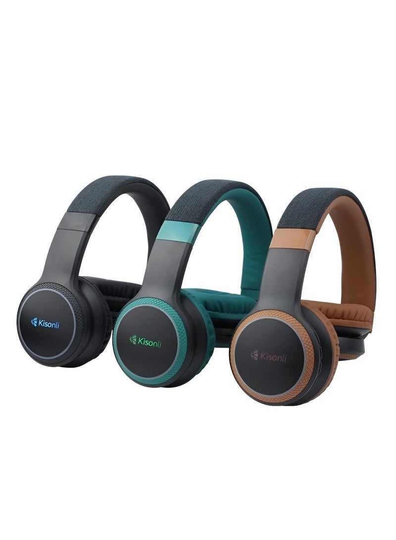Kisonli KISONLI A6 Bluetooth and AUX Headphones with Memory Card Support, 20 Hours of Playback – Foldable – 400mAh Battery-BROWN  - Image 5