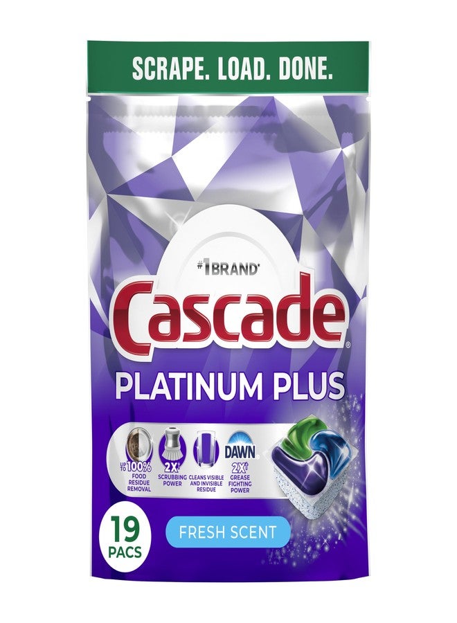 Cascade Platinum Plus Dishwasher Pods, Dishwasher Detergent, Dish Detergent Soap, Fresh, 19 Count - Image 1