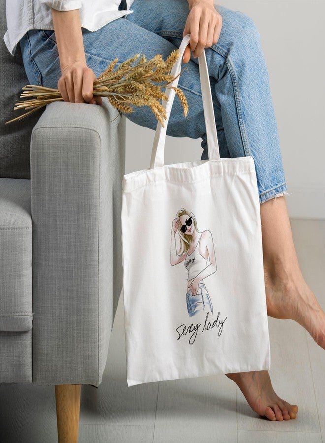 ARTBUG Tote Bag for Women with zip, Aesthetic Canvas tote bag for college girls, office, stylish and reusable - Sexy Lady - D No - 258 - Image 2