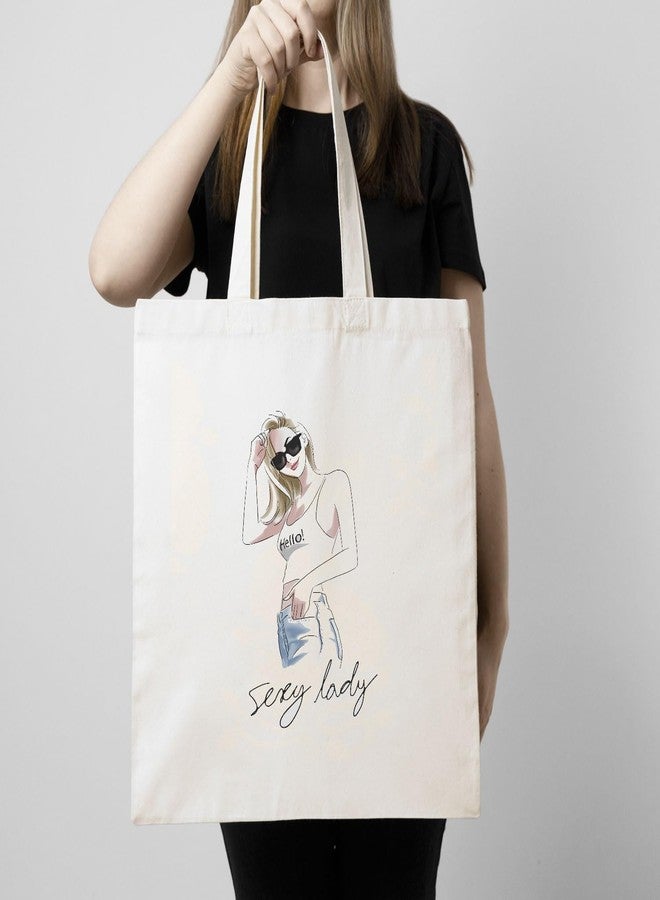 ARTBUG Tote Bag for Women with zip, Aesthetic Canvas tote bag for college girls, office, stylish and reusable - Sexy Lady - D No - 258 - Image 3