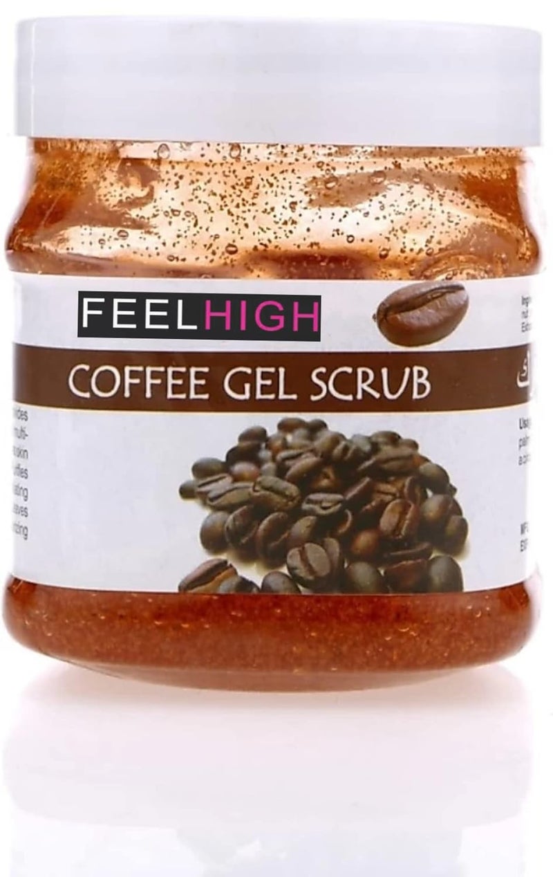 FEELHIGH جل تقشير القهوة Feelhigh معزز بمستخلص القهوة لبشرة أكثر نعومة وشبابية لجميع أنواع البشرة 500 مل للرجال والنساء - Image 1