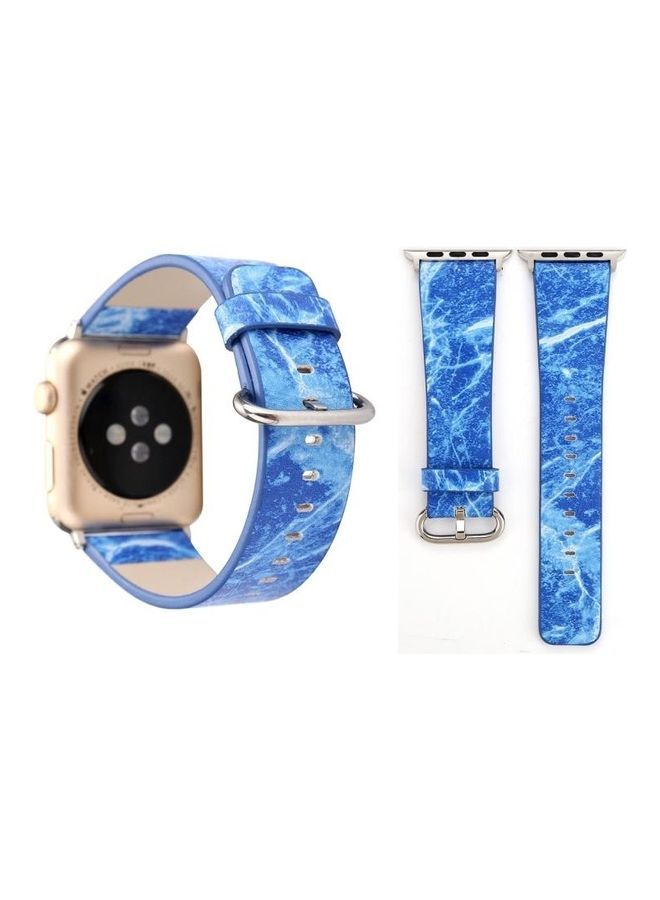 NIBEMINENT Fashion Marble Vein Texture Wrist Watchband For Apple Watch Series 3 & 2 1 42mm Blue - Image 1
