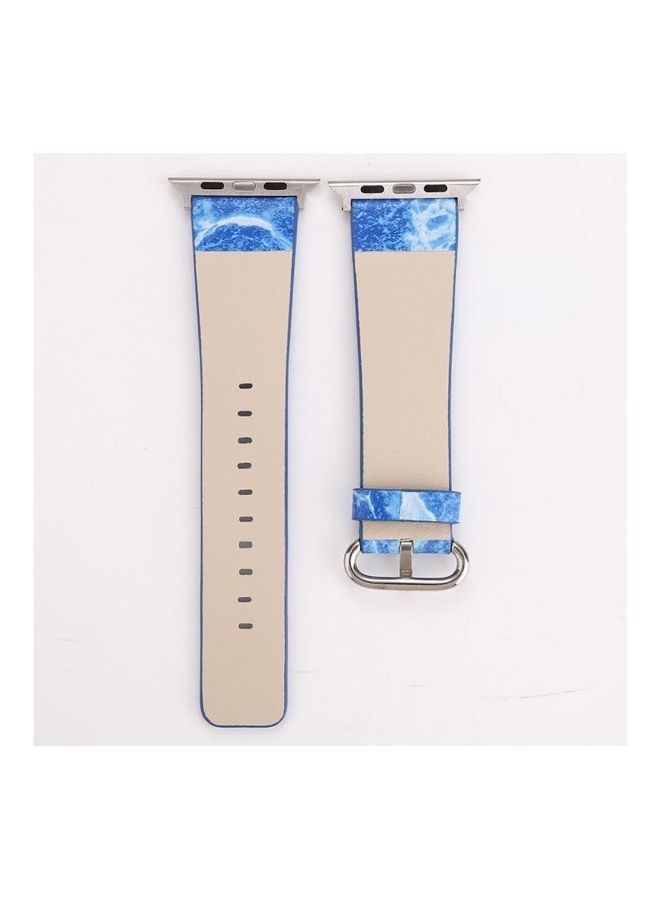 NIBEMINENT Fashion Marble Vein Texture Wrist Watchband For Apple Watch Series 3 & 2 1 42mm Blue - Image 3