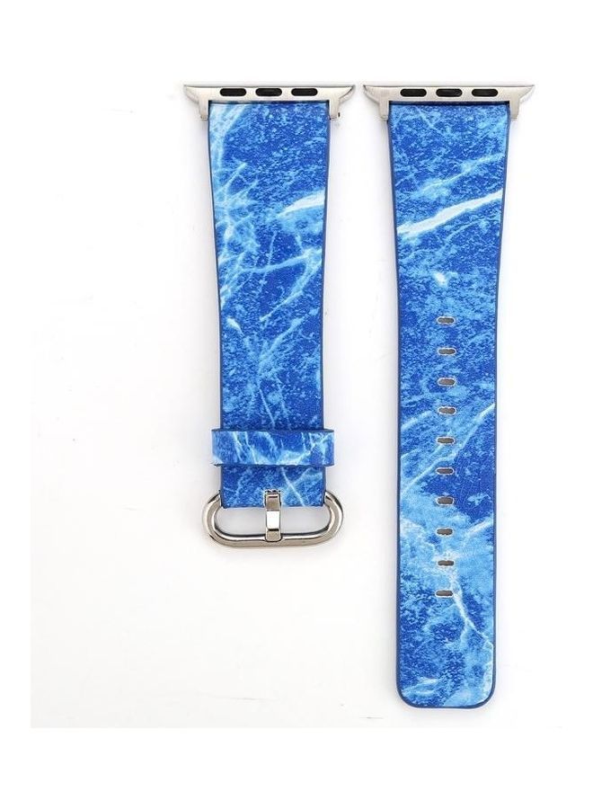 NIBEMINENT Fashion Marble Vein Texture Wrist Watchband For Apple Watch Series 3 & 2 1 42mm Blue - Image 2