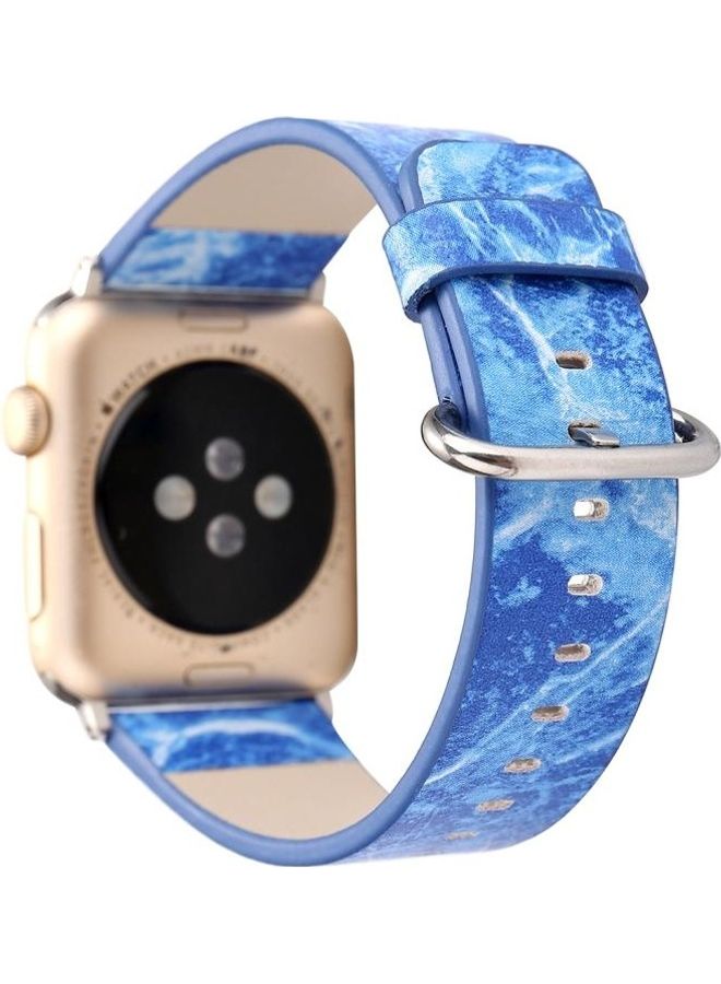 NIBEMINENT Fashion Marble Vein Texture Wrist Watchband For Apple Watch Series 3 & 2 1 42mm Blue - Image 4