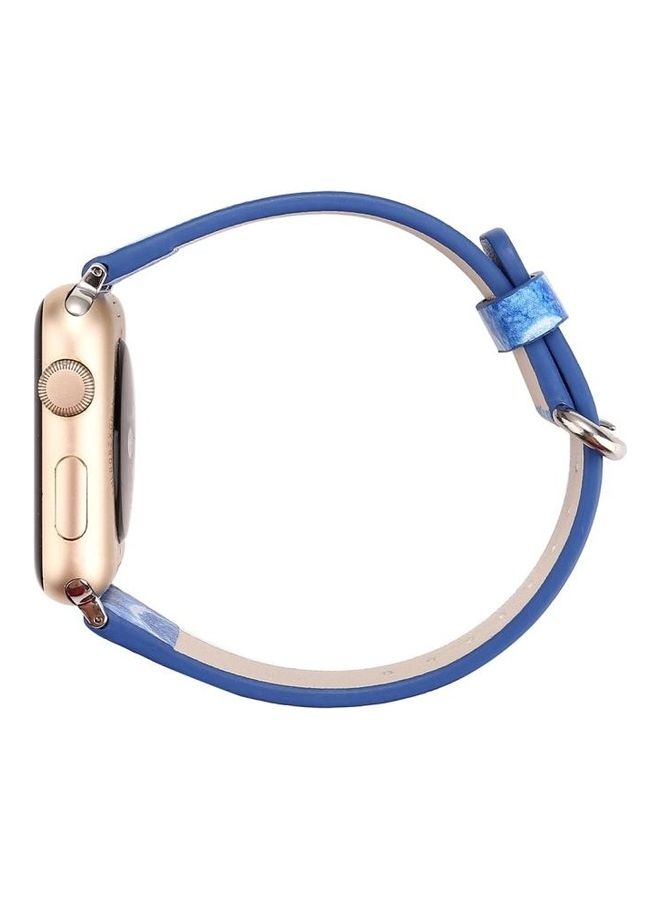 NIBEMINENT Fashion Marble Vein Texture Wrist Watchband For Apple Watch Series 3 & 2 1 42mm Blue - Image 5