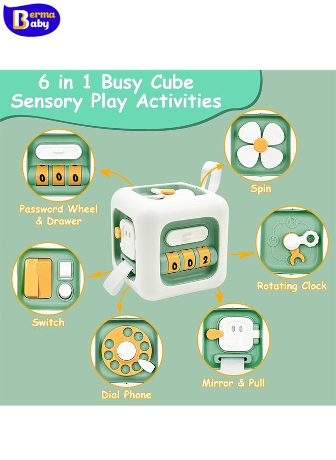 Berma Baby Baby Busy Cubes   Montessori Toys for Kids Over 1 Year Old, Fine Motor Skills Learning Toys, Travel Toys for Kids 1-3 Year Old, Educational Toys for Kids Over 12 Months, 1st Birthday Gift (Green)  - Image 3