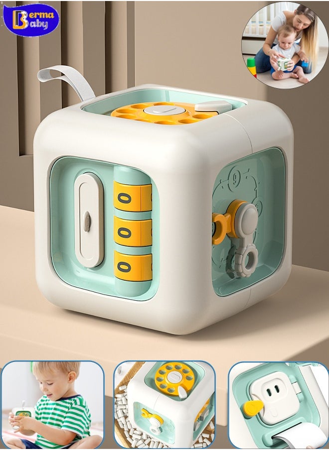 Berma Baby Baby Busy Cubes   Montessori Toys for Kids Over 1 Year Old, Fine Motor Skills Learning Toys, Travel Toys for Kids 1-3 Year Old, Educational Toys for Kids Over 12 Months, 1st Birthday Gift (Green)  - Image 1