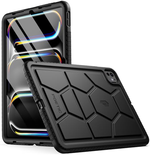 Poetic TurtleSkin Case for iPad Pro 11 Inch 2024 M4 5th Gen, Heavy Duty Shockproof Rugged Kids Friendly Drop Protection Silicone Cover Case, Black - Image 1