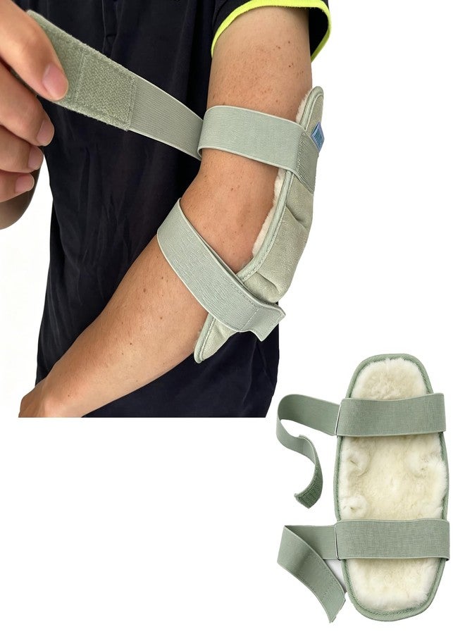 BIVIKEY 1 Pcs Supe Soft Australian Sheepskin Elbow Pressure Sores Protector Elbow Pads Cushion Adjustable Suitable for Office Home Elderly Care and Medical Institutions Unisex Green - Image 1