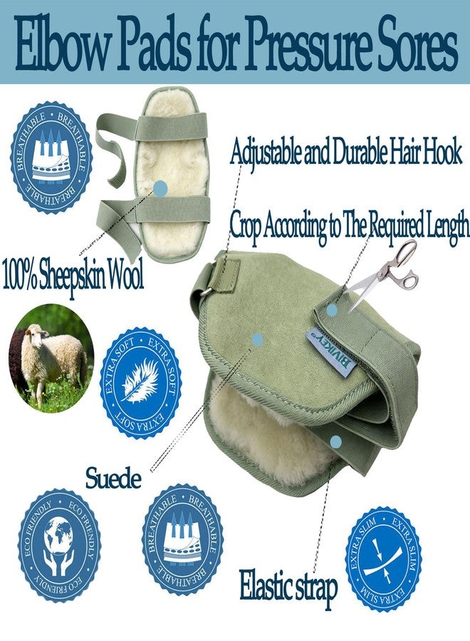 BIVIKEY 1 Pcs Supe Soft Australian Sheepskin Elbow Pressure Sores Protector Elbow Pads Cushion Adjustable Suitable for Office Home Elderly Care and Medical Institutions Unisex Green - Image 3
