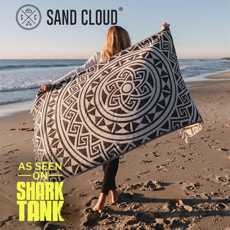 Sand Cloud Turkish Beach Towel - Sand Free - 100% Organic Turkish Cotton Yarn - Quick Dry Towel for Beach, Picnic Blanket or Throw - As Seen on Shark Tank - Mandala (Dark Grey) - Image 2