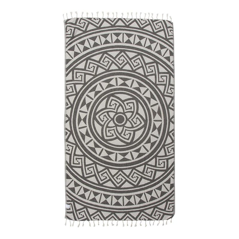 Sand Cloud Turkish Beach Towel - Sand Free - 100% Organic Turkish Cotton Yarn - Quick Dry Towel for Beach, Picnic Blanket or Throw - As Seen on Shark Tank - Mandala (Dark Grey) - Image 1