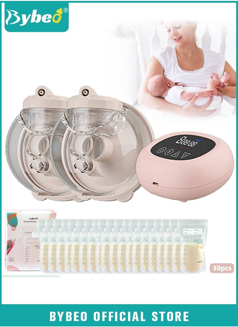 Bybeo - Electric Wearable Hands-Free Breast Pump with 30 PCS Breastmilk Storage Bags, Low Noise & Painless, LCD Display, 3 Modes & 9 Levels - Image 1