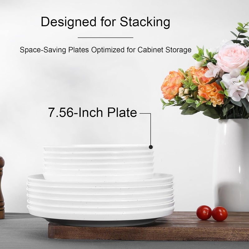 Webbylee Melamine Dessert Plates Set of 675 Serving Durable Dishes Perfect for Kitchen Outdoor UseDurable Small Plates for SaladWhite  Grey - Image 4