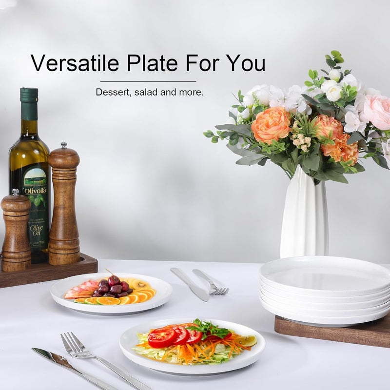 Webbylee Melamine Dessert Plates Set of 675 Serving Durable Dishes Perfect for Kitchen Outdoor UseDurable Small Plates for SaladWhite  Grey - Image 5