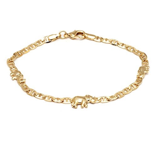 Barzel 18K Gold Plated Elephant Bracelet For Women Mariner Elephant Bracelet (Flat Marina BR155-7.5) - Image 1