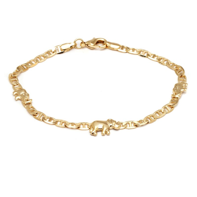 Barzel 18K Gold Plated Elephant Bracelet For Women Mariner Elephant Bracelet (Flat Marina BR155-7.5) - Image 5