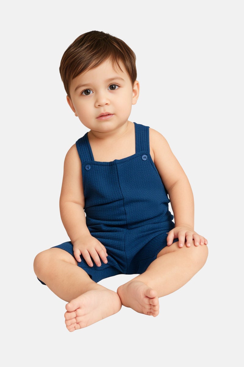 Sinsay Toddlers Boys Square Neck Textured Overall, Navy Blue - Image 1