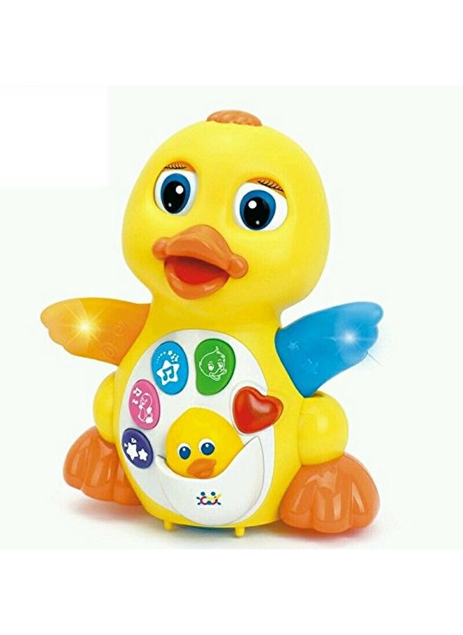 HUILE TOYS Huile Toys Mayatra'S Latest Educational Musical Dancing Duck Toy with Flashing Lights, Multi Color  - Image 1