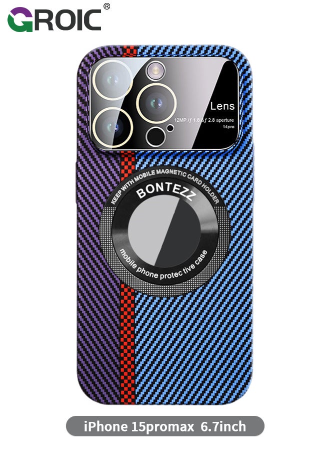 GROIC Phone Case for iPhone 15 Pro Max, Compatible Magnetic MagSafe, with Camera Protector,Carbon Fibre Cover,Shockproof Soft PC Phone Shell for iPhone 15 Pro Max 6.7 Inch - Image 1