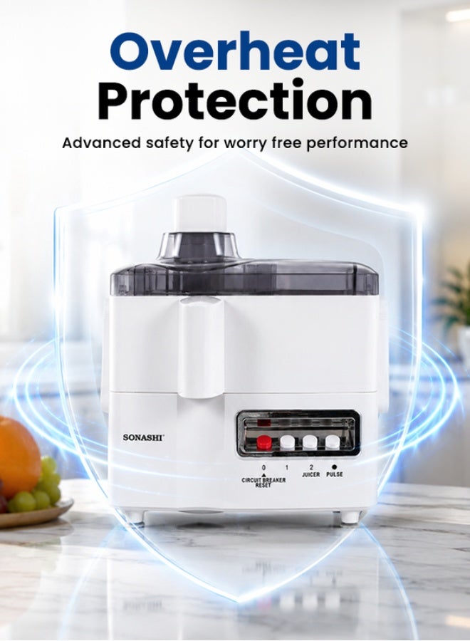 سوناشي خلاط/ عصارة 4 في 1 مع مطحنة وإبريق بتصميمٍ غير قابل للكسر 600 W SJB-309 أبيض - Image 5