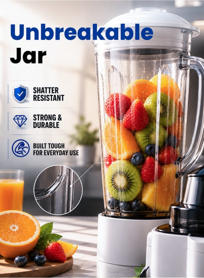 سوناشي خلاط/ عصارة 4 في 1 مع مطحنة وإبريق بتصميمٍ غير قابل للكسر 600 W SJB-309 أبيض - Image 4