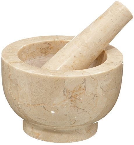 Cilio Champagne Marble Mortar and Pestle, 4-Inch, Cream - Image 1