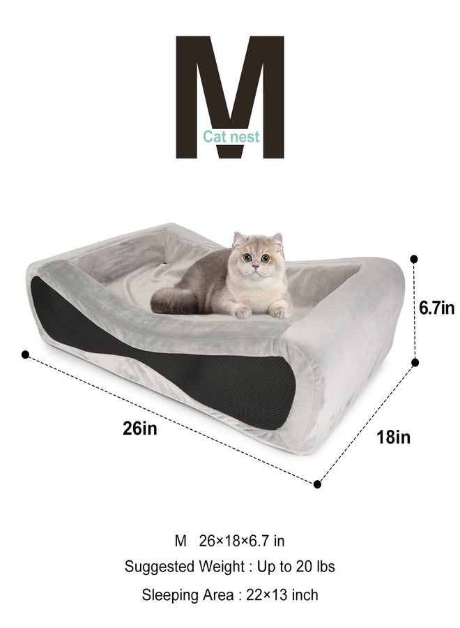 NPET Memory Foam Pet Beds for Small Medium Dogs, Orthopedic Dog Beds with Sides, Cat Bed Mat with Washable Removable Cover, 26x18x6.7 inches - Image 2