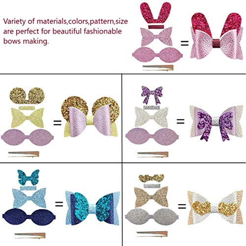 AOUXSEEM Faux Leather Hair Bows DIY Making Kit with Pre Cut Pieces and Hair Clips,Make Fashionable Shiny Hair Clips for Girls Lady Woman(Cute,20 Set) - Image 4