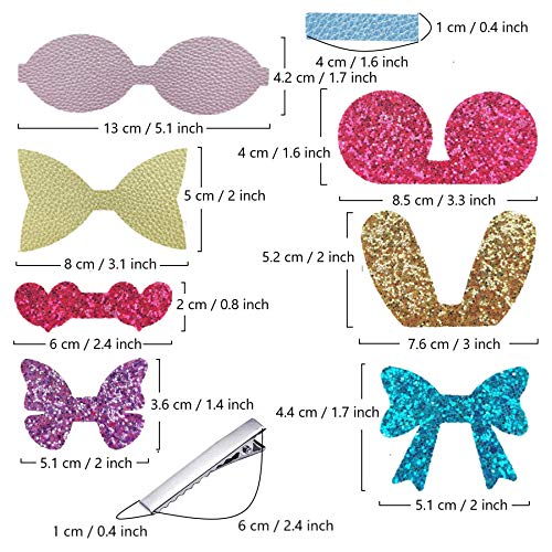 AOUXSEEM Faux Leather Hair Bows DIY Making Kit with Pre Cut Pieces and Hair Clips,Make Fashionable Shiny Hair Clips for Girls Lady Woman(Cute,20 Set) - Image 3