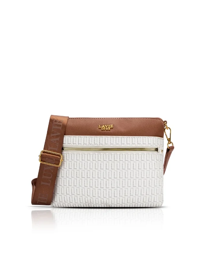 Lavie Luxe Women's Mono Quick25 topzip sling handbag (White)