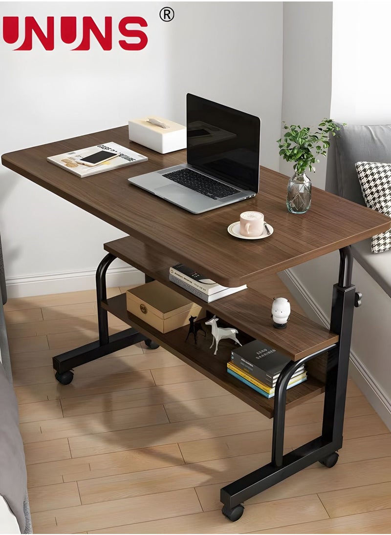 UNUNS - Adjustable Standing Desk,Small Desks For Small Spaces Portable Laptop Computer Desk With Double Layer Storage Rack,Table For Bedrooms Couch Desk,Rolling Desk On Wheels,40x60cm - Image 1