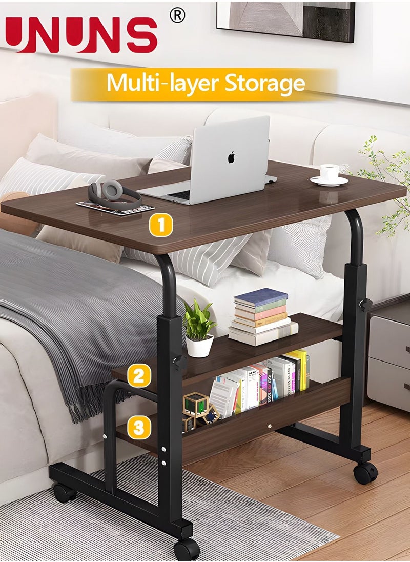 UNUNS - Adjustable Standing Desk,Small Desks For Small Spaces Portable Laptop Computer Desk With Double Layer Storage Rack,Table For Bedrooms Couch Desk,Rolling Desk On Wheels,40x60cm - Image 1