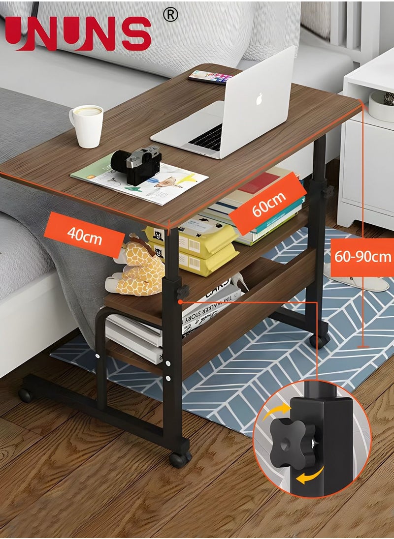 UNUNS - Adjustable Standing Desk,Small Desks For Small Spaces Portable Laptop Computer Desk With Double Layer Storage Rack,Table For Bedrooms Couch Desk,Rolling Desk On Wheels,40x60cm - Image 1
