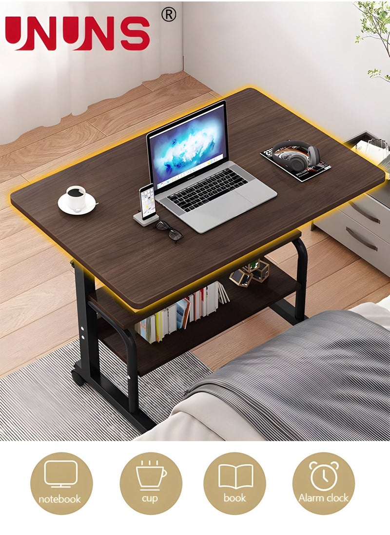 UNUNS - Adjustable Standing Desk,Small Desks For Small Spaces Portable Laptop Computer Desk With Double Layer Storage Rack,Table For Bedrooms Couch Desk,Rolling Desk On Wheels,40x60cm - Image 1