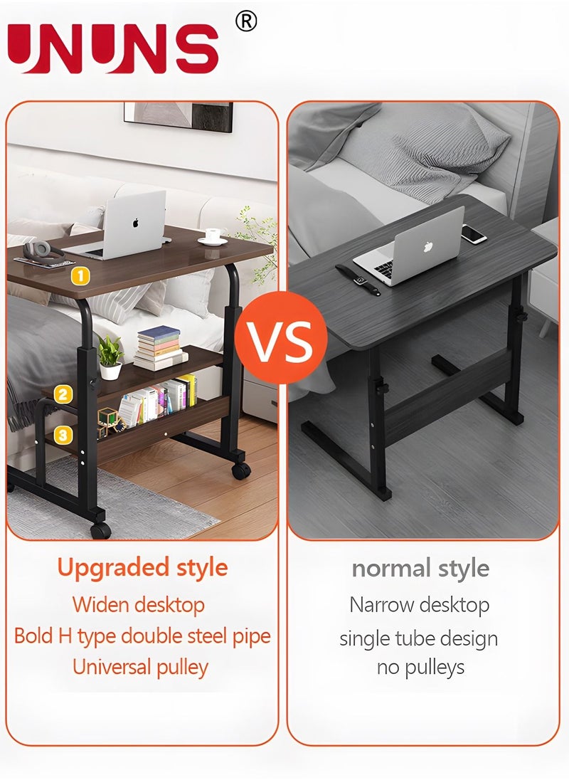 UNUNS - Adjustable Standing Desk,Small Desks For Small Spaces Portable Laptop Computer Desk With Double Layer Storage Rack,Table For Bedrooms Couch Desk,Rolling Desk On Wheels,40x60cm - Image 1