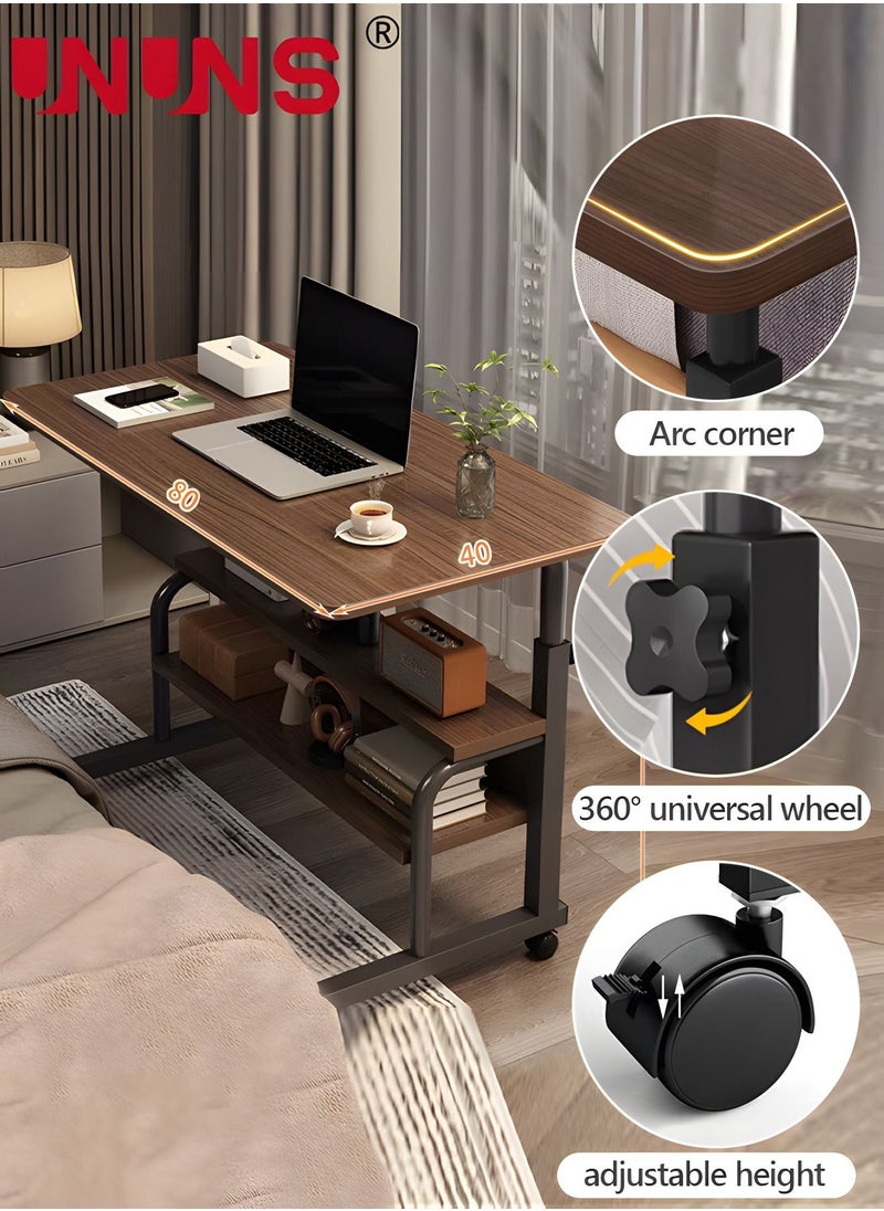 UNUNS - Adjustable Standing Desk,Small Desks For Small Spaces Portable Laptop Computer Desk With Double Layer Storage Rack,Table For Bedrooms Couch Desk,Rolling Desk On Wheels,40x60cm - Image 1