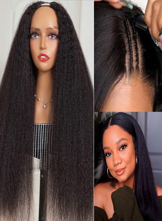Nadula 10A V Part Kinky Straight Wig Human Hair No Leave Out Upgraded U Part Glueless Wigs for Women,Brazilian Yaki Straight V Part Human Hair Beginner Friendly Wig 150% Density 18inch - Image 5