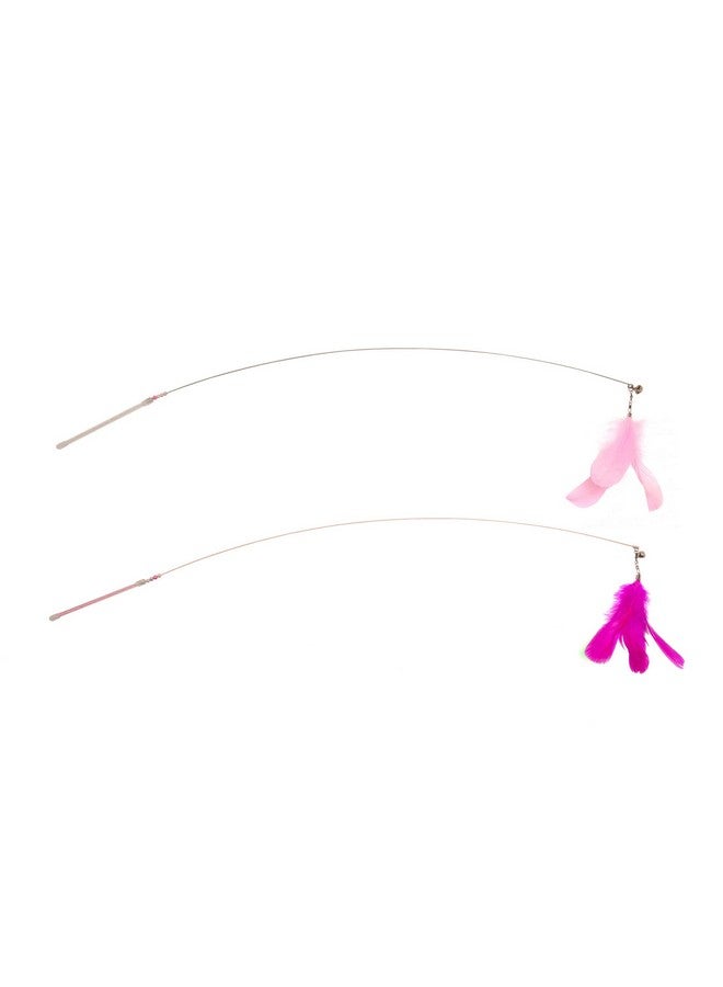 Furhaven 2-Pack Teaser Cat Wand Toy Set for Indoor Cats, Interactive Play & Exercise - Dizzy Kitty Feather Wand - Pink (Hot Pink/Light Pink), Set of 2 - Image 1