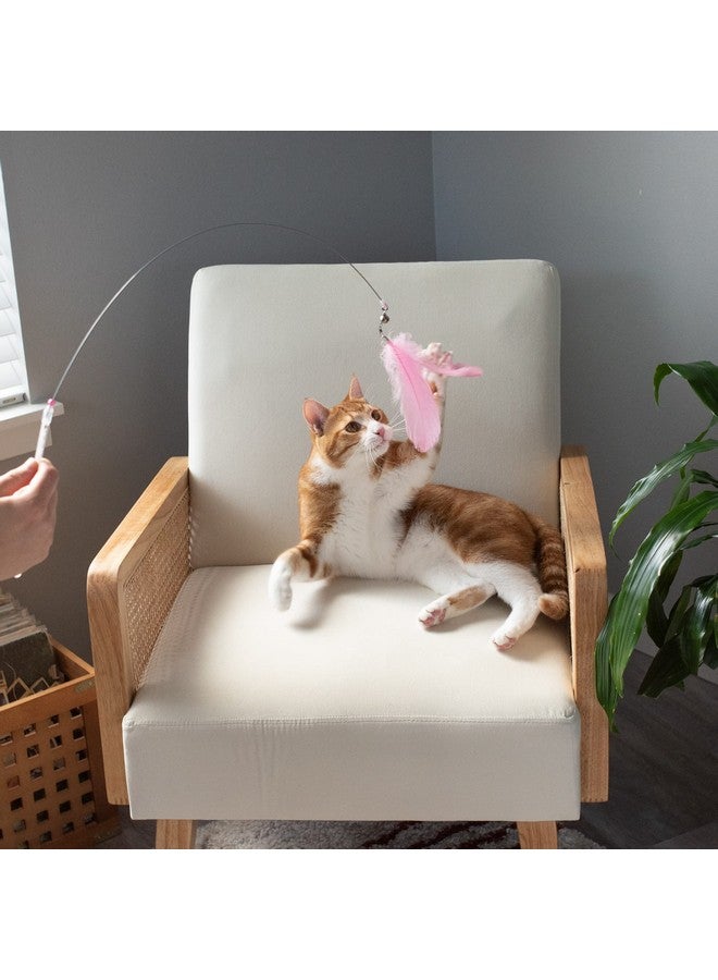 Furhaven 2-Pack Teaser Cat Wand Toy Set for Indoor Cats, Interactive Play & Exercise - Dizzy Kitty Feather Wand - Pink (Hot Pink/Light Pink), Set of 2 - Image 3