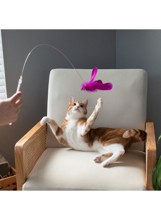 Furhaven 2-Pack Teaser Cat Wand Toy Set for Indoor Cats, Interactive Play & Exercise - Dizzy Kitty Feather Wand - Pink (Hot Pink/Light Pink), Set of 2 - Image 2