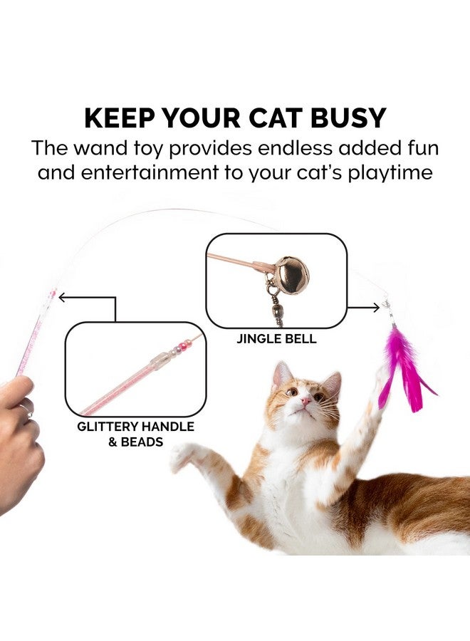 Furhaven 2-Pack Teaser Cat Wand Toy Set for Indoor Cats, Interactive Play & Exercise - Dizzy Kitty Feather Wand - Pink (Hot Pink/Light Pink), Set of 2 - Image 5