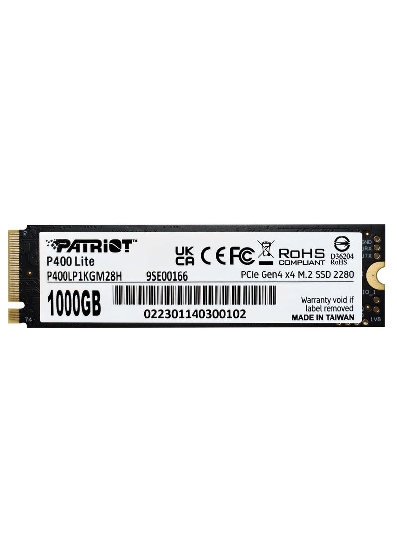 PATRIOT P400 Lite 1TB M.2 2280 NVMe Internal SSD, Up to 5000MB/s Read, 3200MB/s Write, Gen 4x4 PCIe Performance, Low Power Consumption, 400TBW | P400L1TBM28  - Image 5