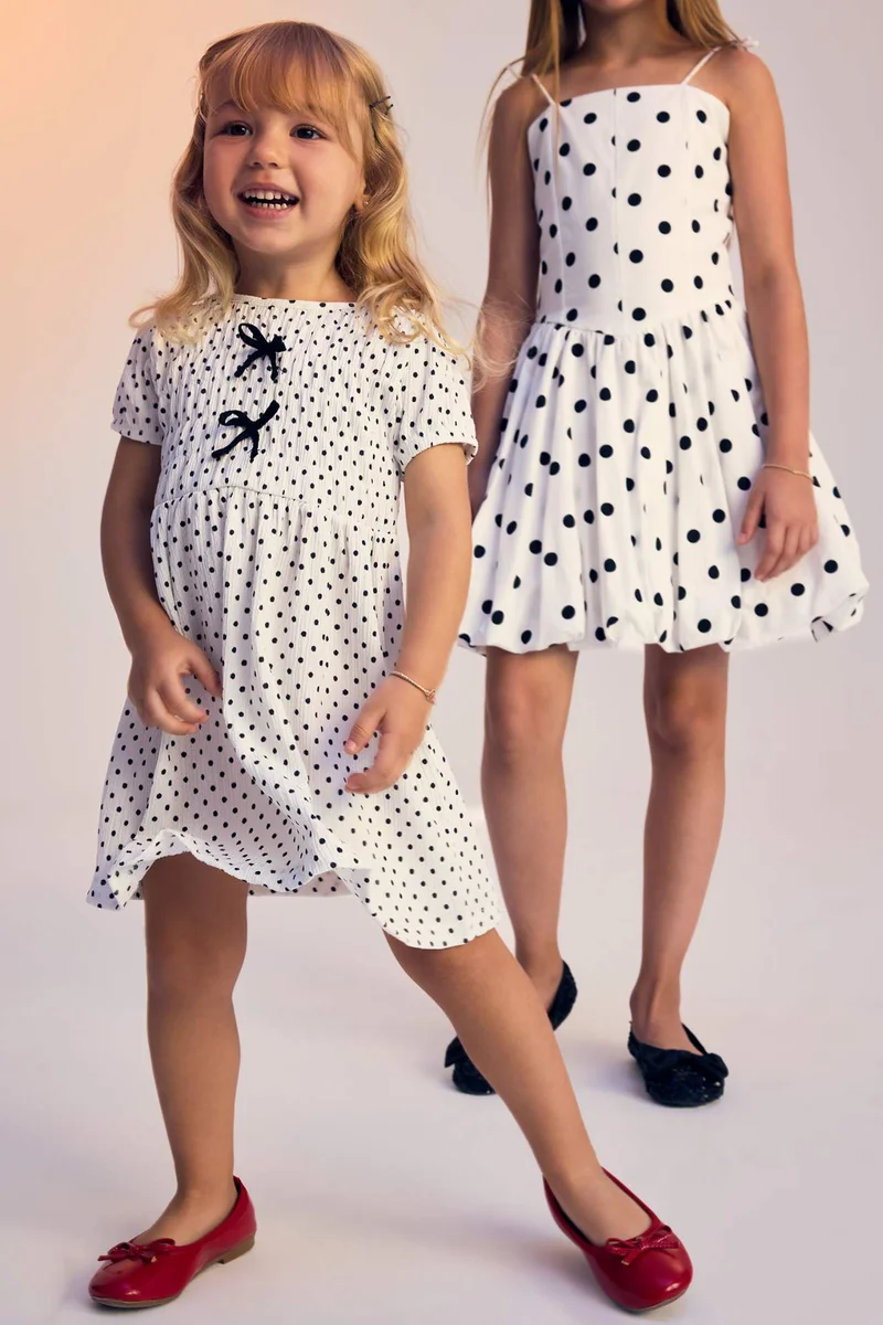 ديفاكتو Baby Girl Polka Dot Short Sleeve Dress