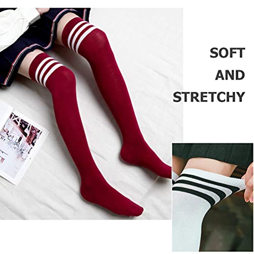 DRESHOW 3 Pairs High Thigh Socks Striped Over Knee Thin Tights Long Stocking Knee High Leg Warmer - Image 4