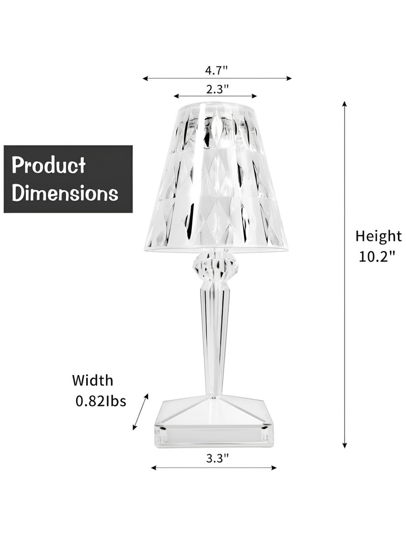 BORTONY - Crystal Table Lamp, Portable Diamond Table Lamp 3 Color Touch Control Rechargeable Lamp 2000mAh Acrylic Modern Style Cordless Table Lamp Wireless Night Light Room Decor Desk Lamp - Image 1