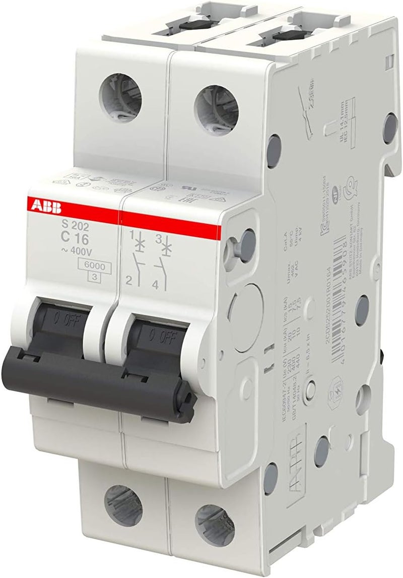 ABB Double Pole Miniature Circuit Breaker 16A - Image 2