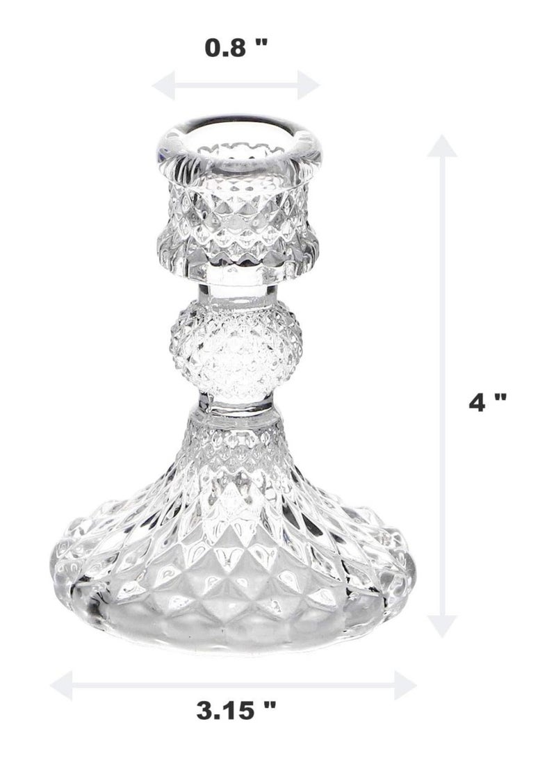 HOME ZONE Taper Candle Holders  Clear Glass Candlestick Holder Fit 0.8 Inch Candles, 4 Inch Tall Crystal Decorative Candle Stand Centerpiece for Table Wedding Dinning Party - Image 2