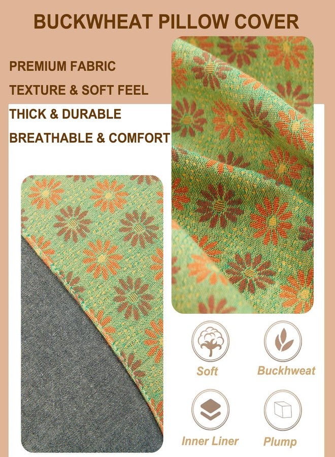 EDMILE Buckwheat Pillows for Sleeping, Cube Pillow for Neck Pain Relief, Adjustable Loft and Firm, Washable Zipper Pillowcases, Rectangle Neck Support for Sleep, 20x10 inch (Green) - Image 3